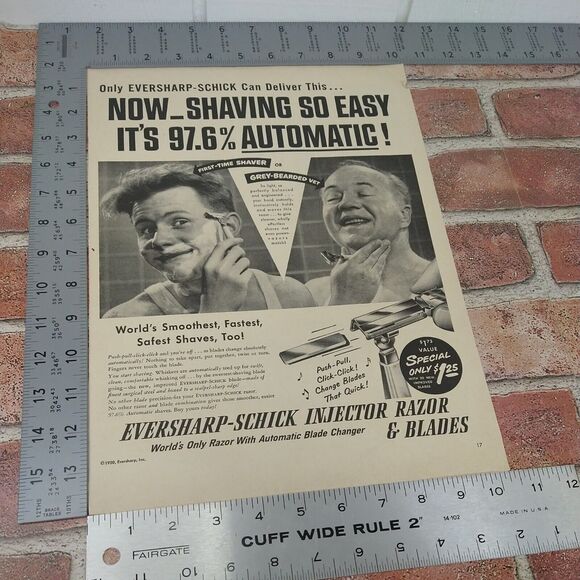1950 Smiling Happy Men Shaving‎ with Schick Razors - Original Vtg PRINT AD - Picture 5 of 11